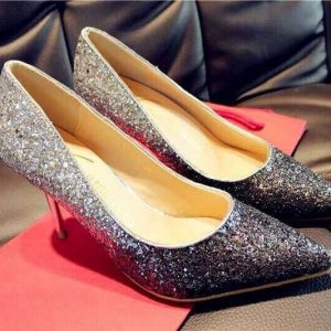 CH2312-6 Pantofi eleganti cu varf ascutit si insertii argintii - Pantofi Dama - Incaltaminte > Incaltaminte Femei > Pantofi Dama