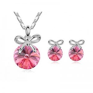 Set de bijuterii cu cristale Swarovski Little Bow Pink - Genti  > Bijuterii -