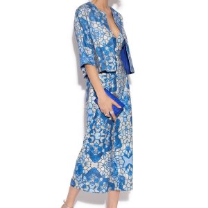 Bolero elegant cu print geometric albastru IMPRIMAT - Imbracaminte - Imbracaminte / Jachete si cardigane / Jachete